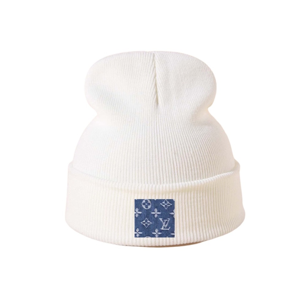 Custom Louis Vuitton Toque/Hat - White LV